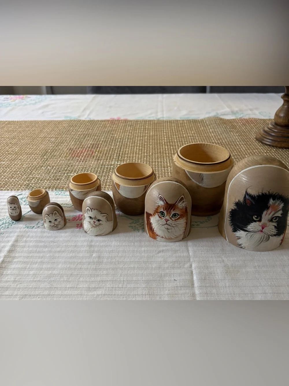 Hand-Painted Cat Nesting Dolls Set